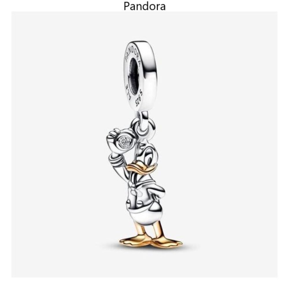Authentic Disney 100th Anniversary Donald Duck Lab-Grown Diamond Dangle Charm
